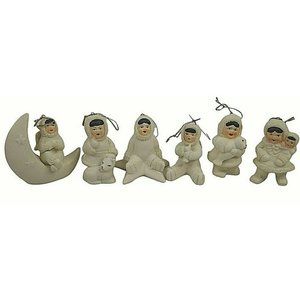 Christmas Ornaments Arctic Kids of Alaska Inuit Lot of 6 Winter White 3"